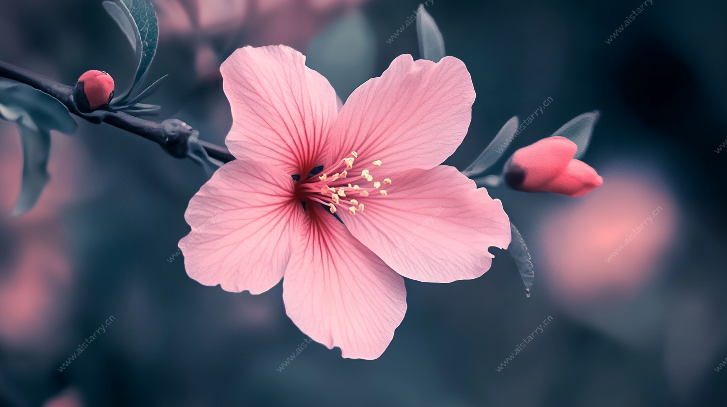 粉色单枝花卉特写