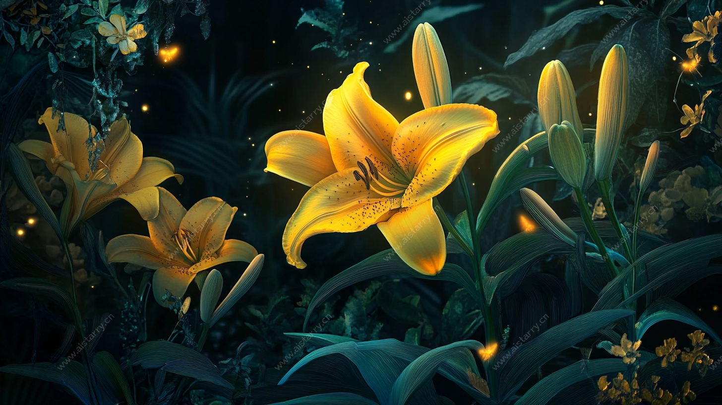 梦幻夜中黄百合