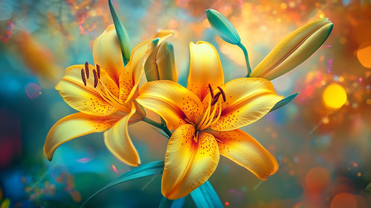 梦幻黄色百合花绽放