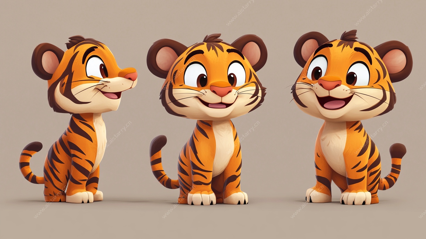 三只可爱卡通小老虎
