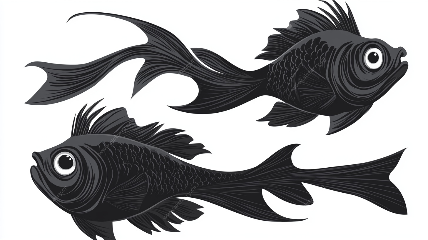 黑色金鱼插画