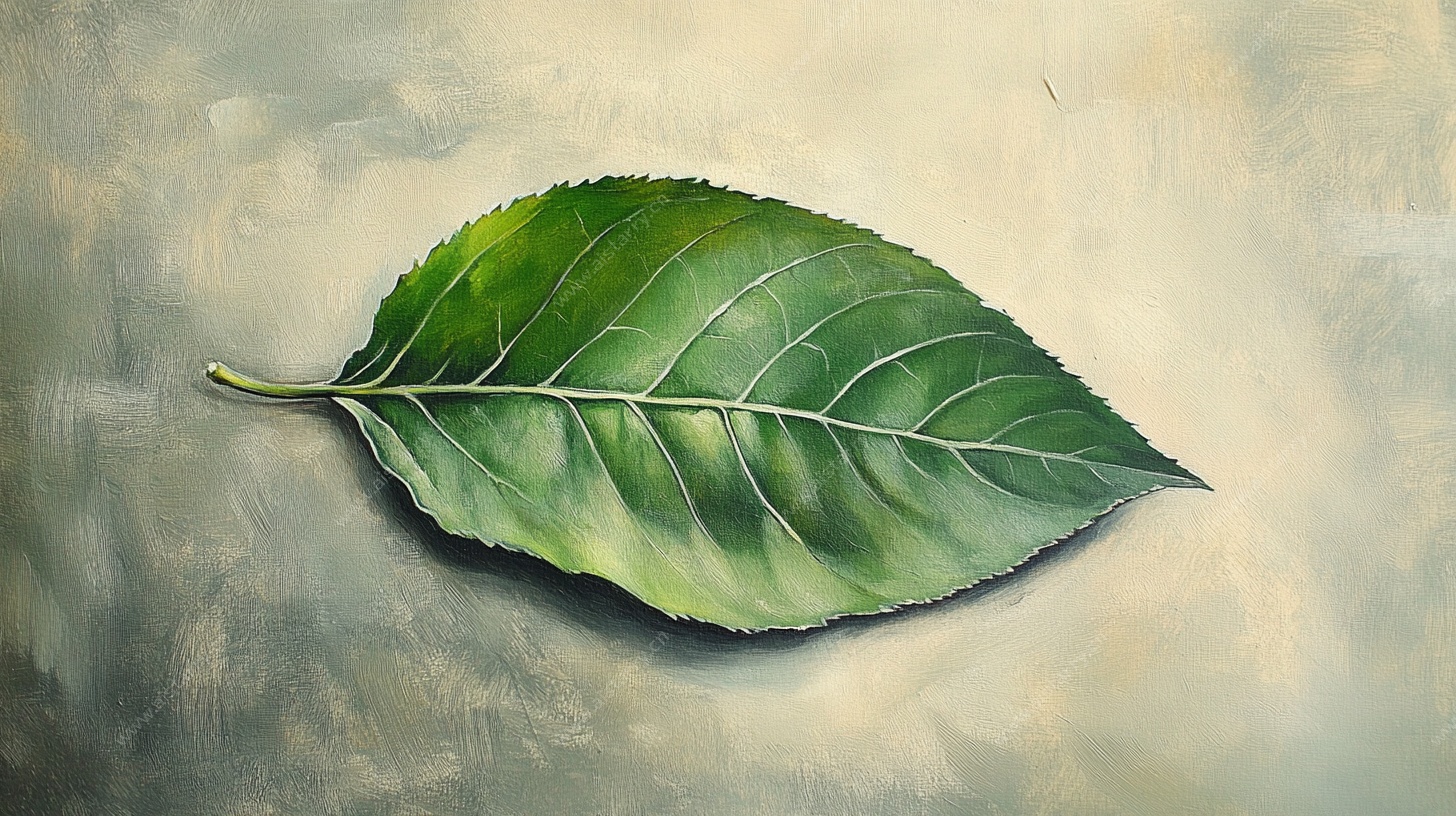 单片绿叶绘画作品