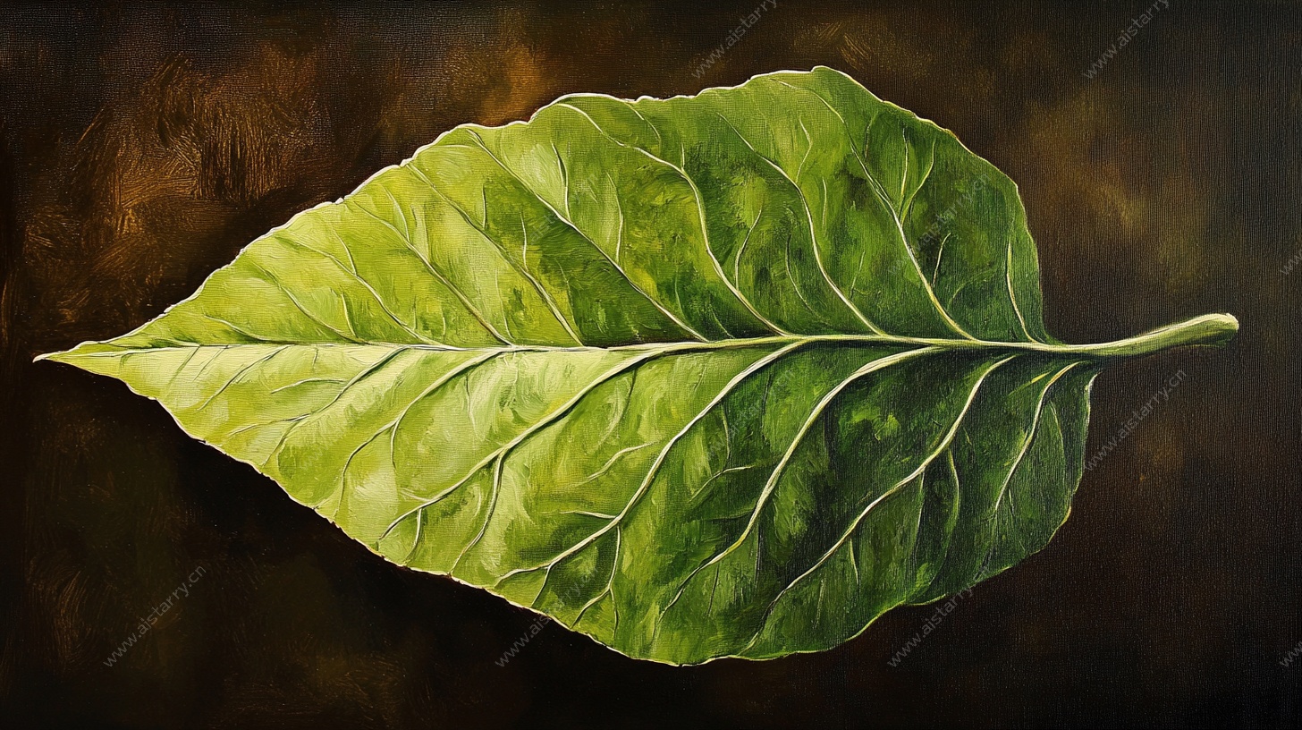 绿色叶片油画特写