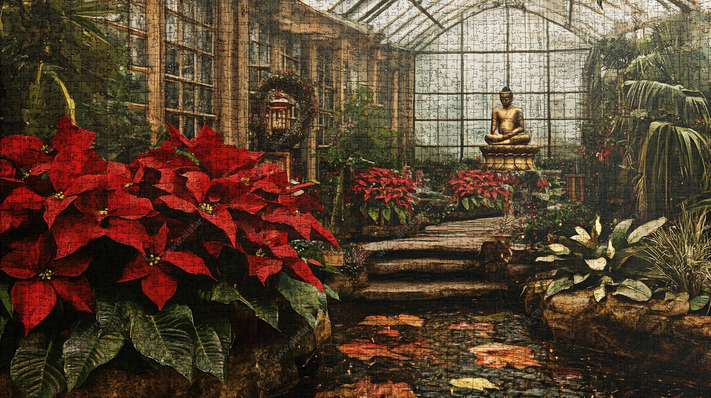 温室中的静谧佛景