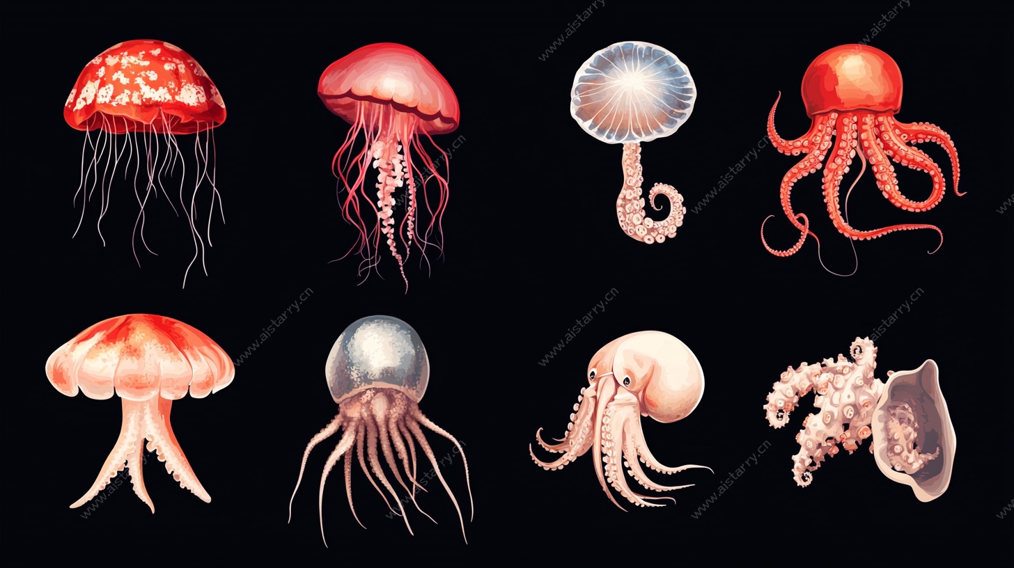 海洋水母章鱼插画集合
