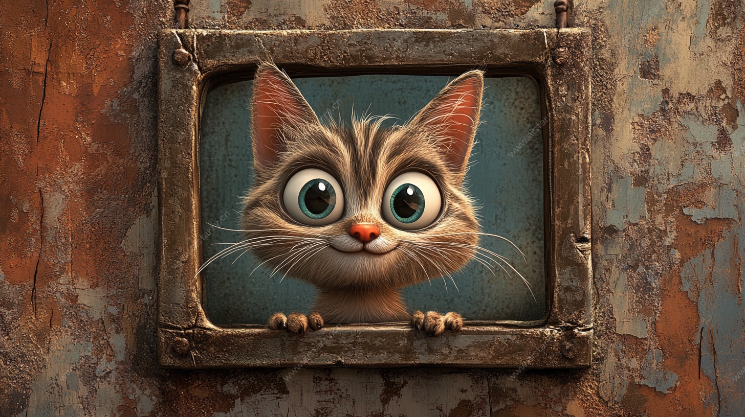 电视框里的可爱猫咪