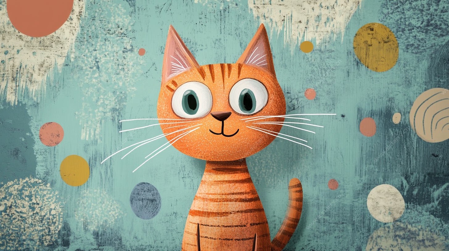 卡通条纹猫的梦幻背景图