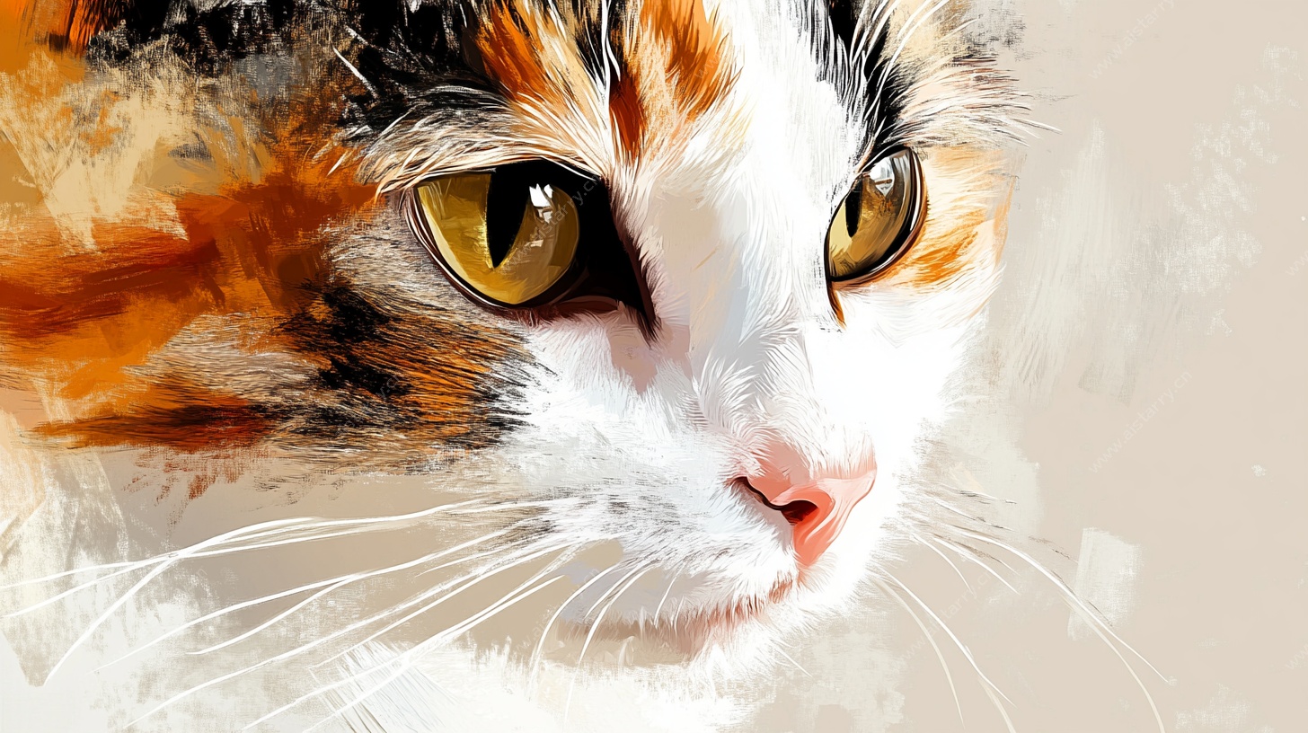 多彩猫咪特写艺术画