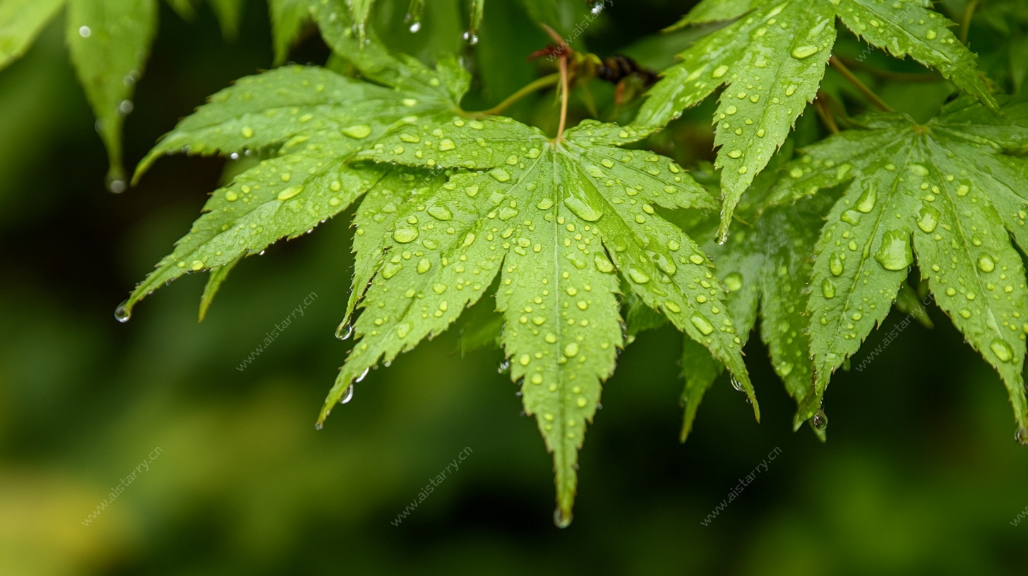 带露枫叶清新图