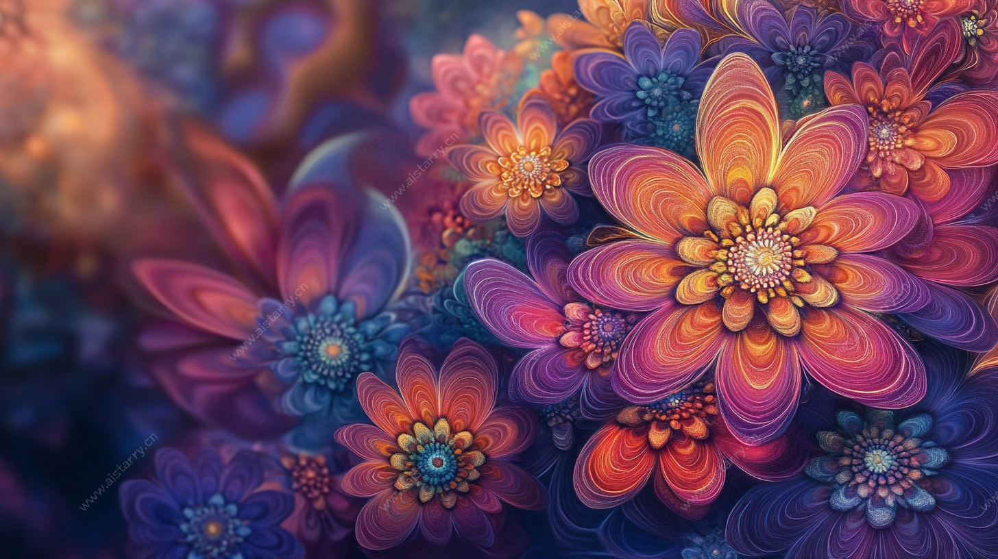 梦幻多彩花卉艺术图景