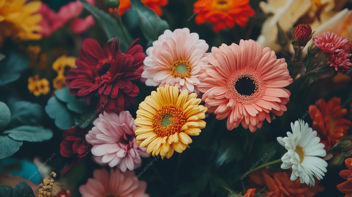 多彩缤纷鲜花特写