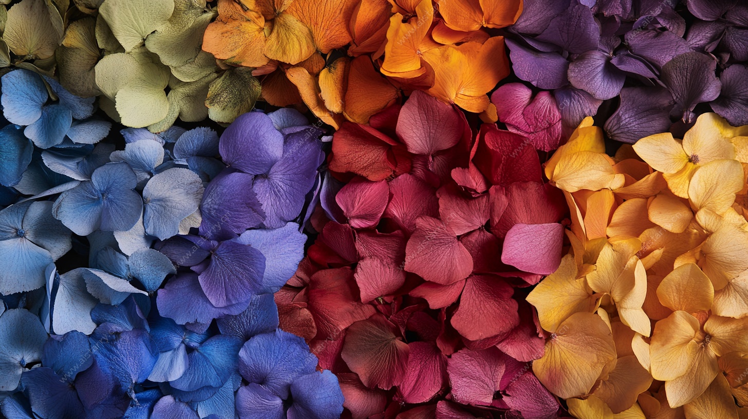 缤纷绣球花瓣特写