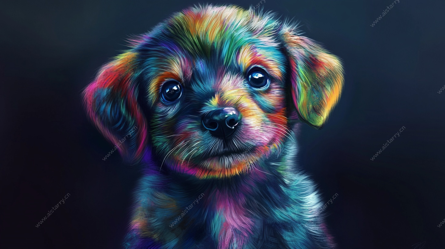 彩色萌犬 梦幻艺术肖像