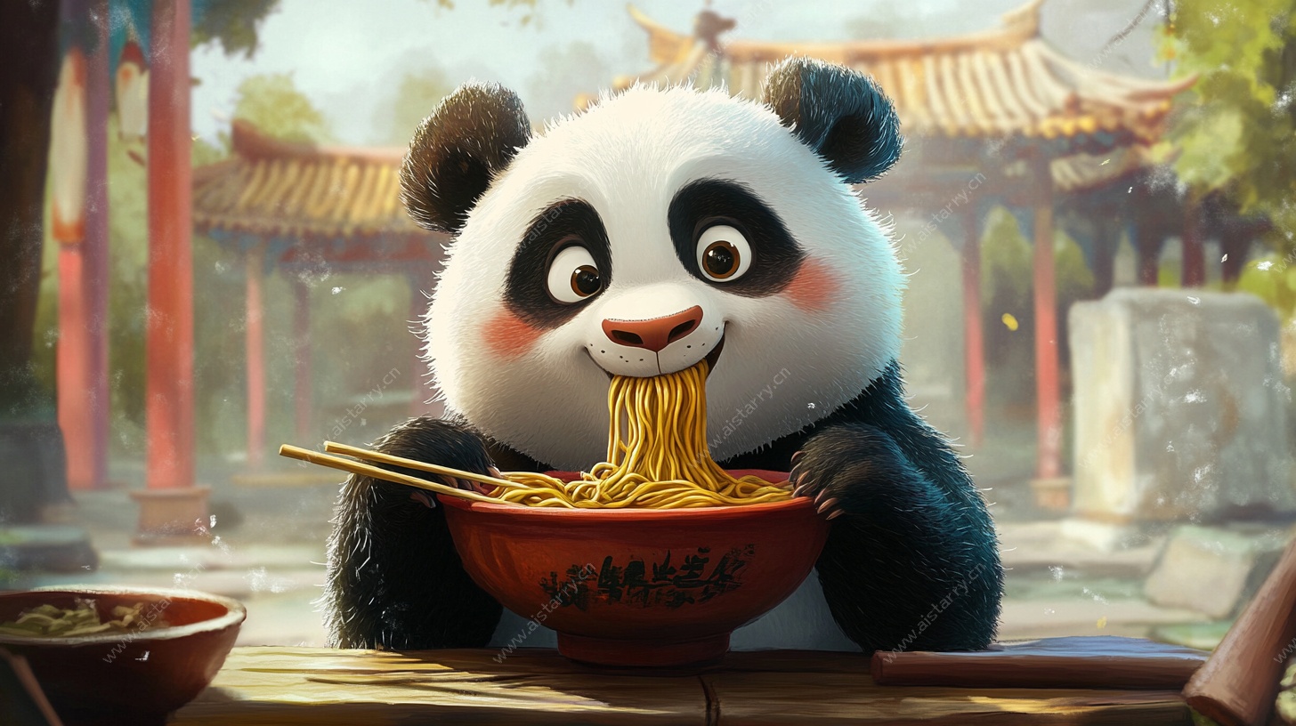 熊猫享美食 古风场景绘