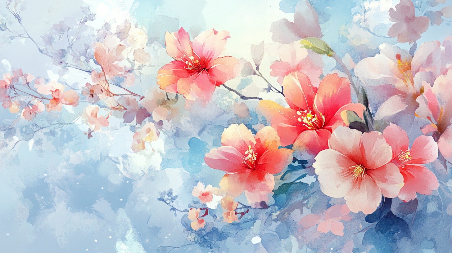 梦幻水彩花卉图