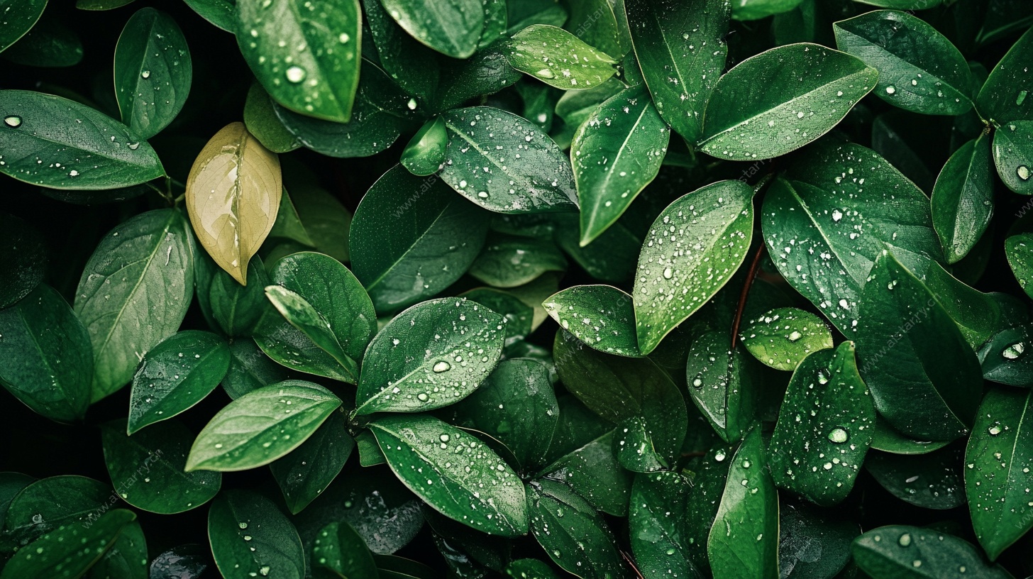 翠绿叶片上的晶莹水珠