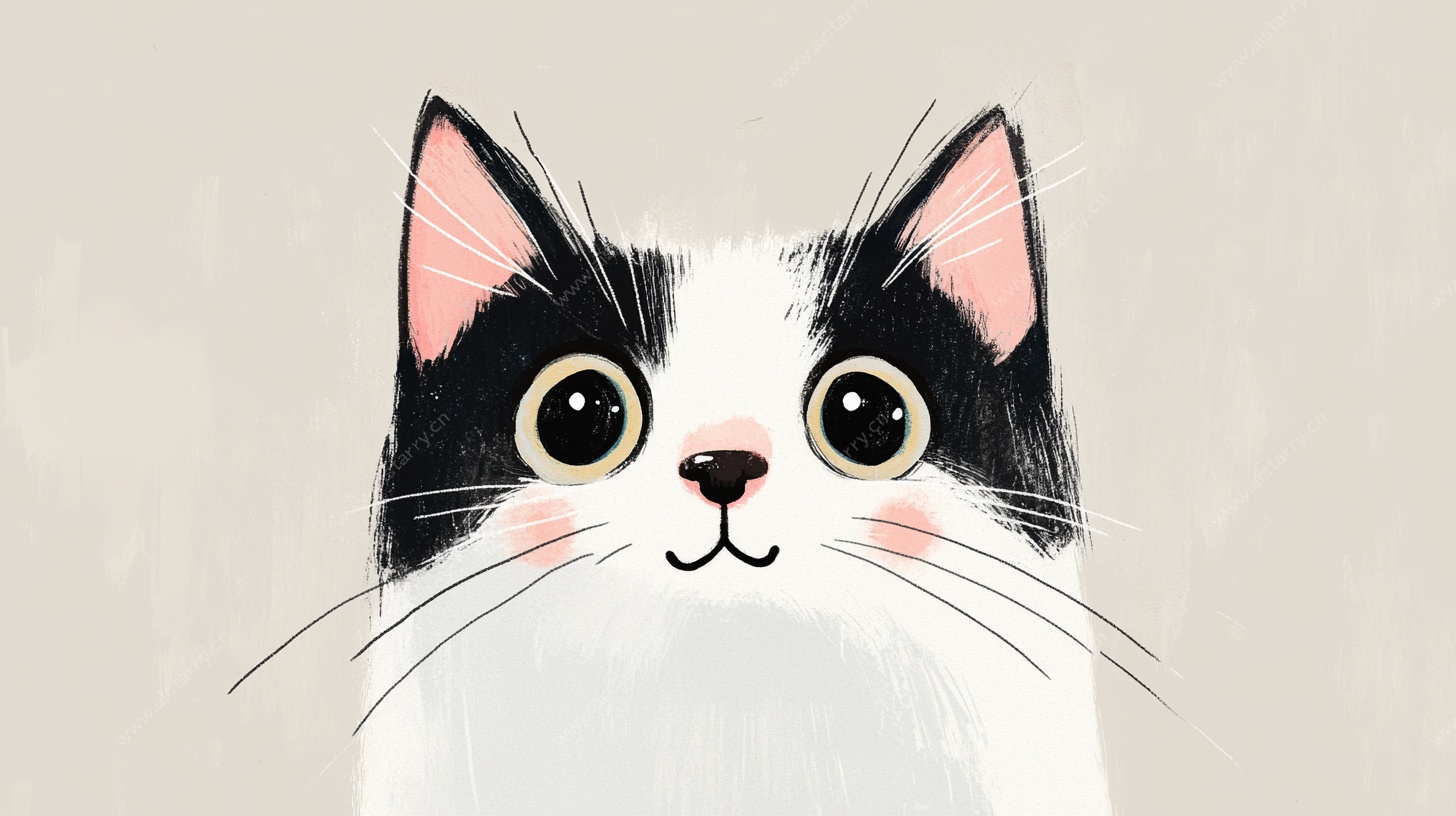 可爱黑白猫咪插画