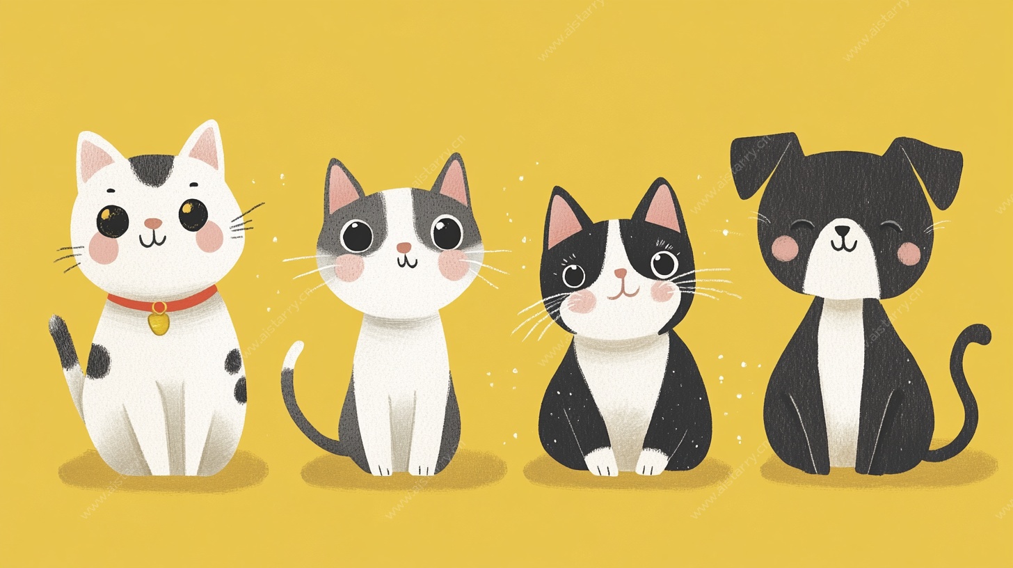 可爱猫狗排排坐