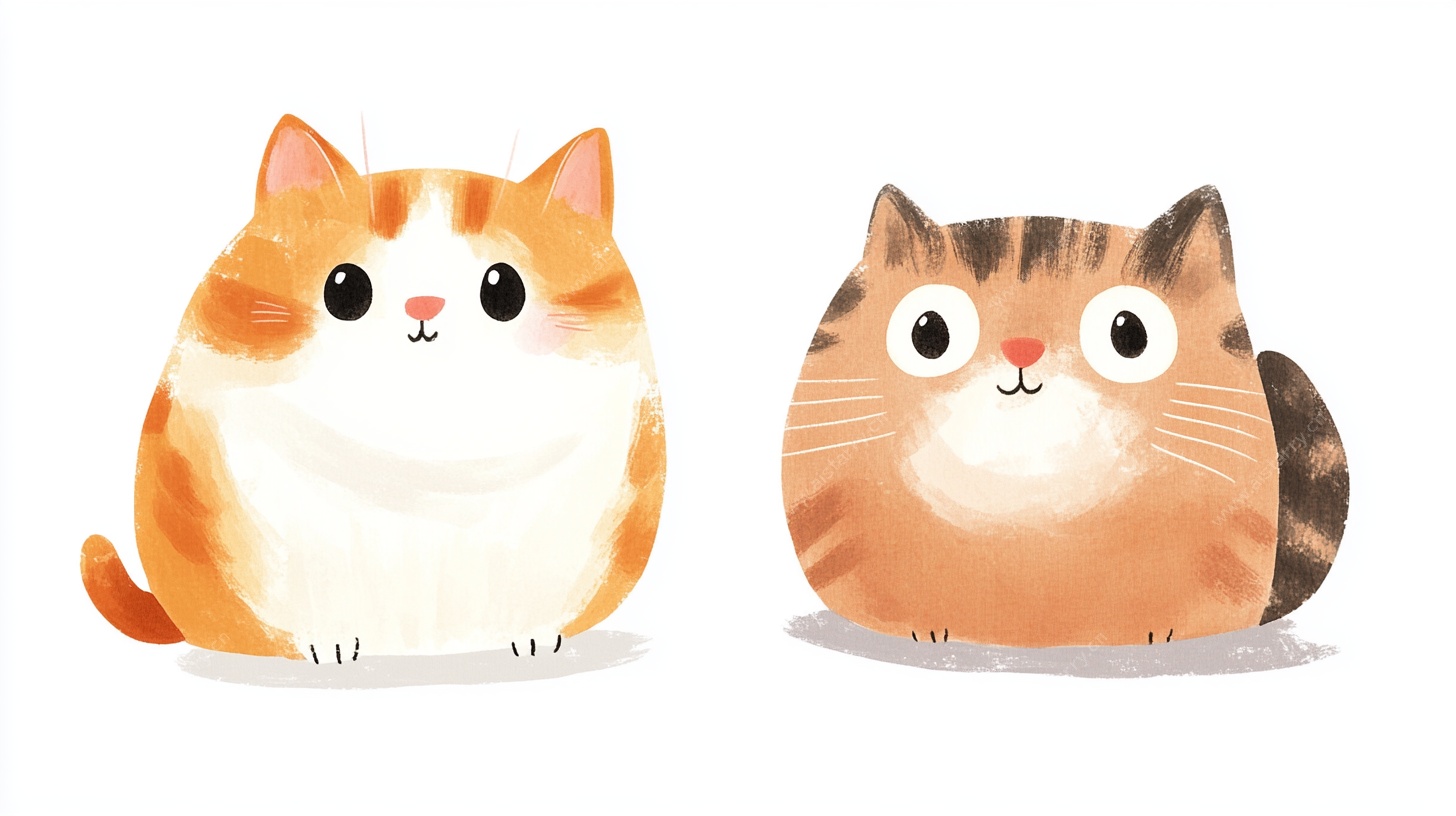 可爱双猫萌趣插画