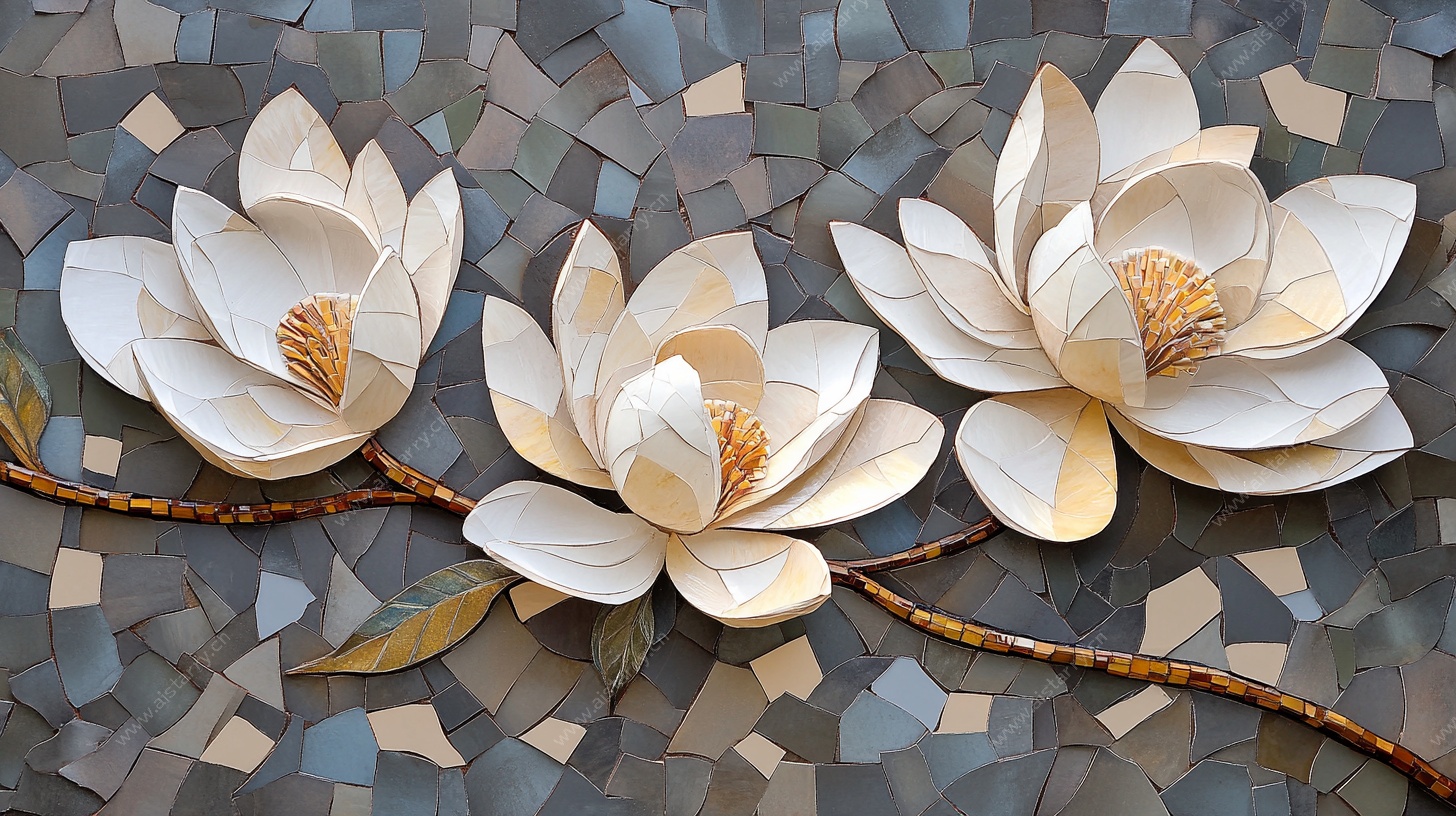 立体纸艺玉兰花装饰画