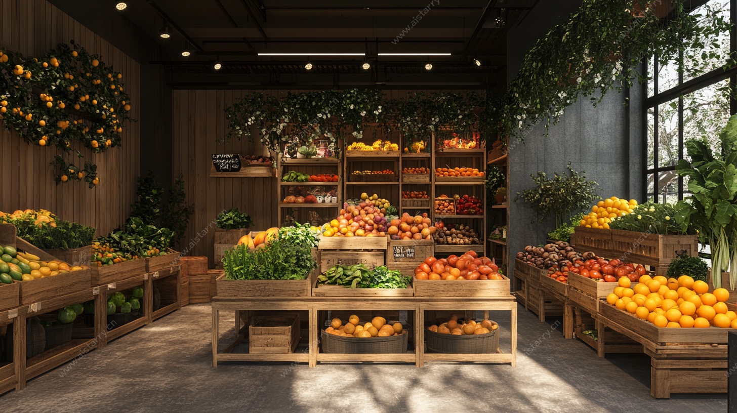 清新蔬果店室内陈列场景
