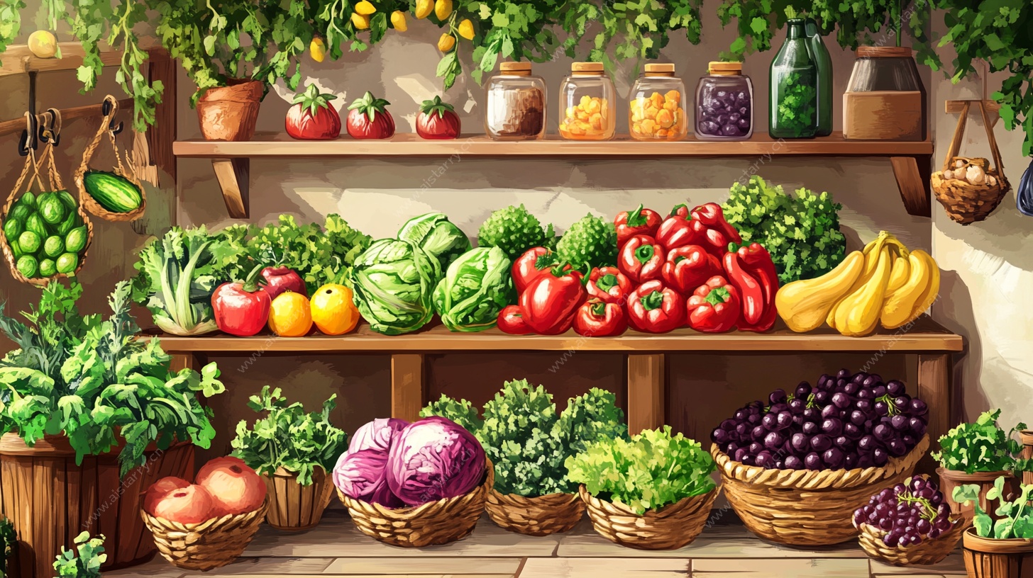 缤纷果蔬架 清新插画风