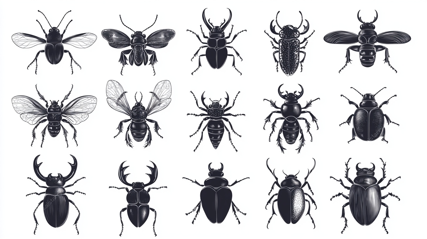 多样甲虫插画集合