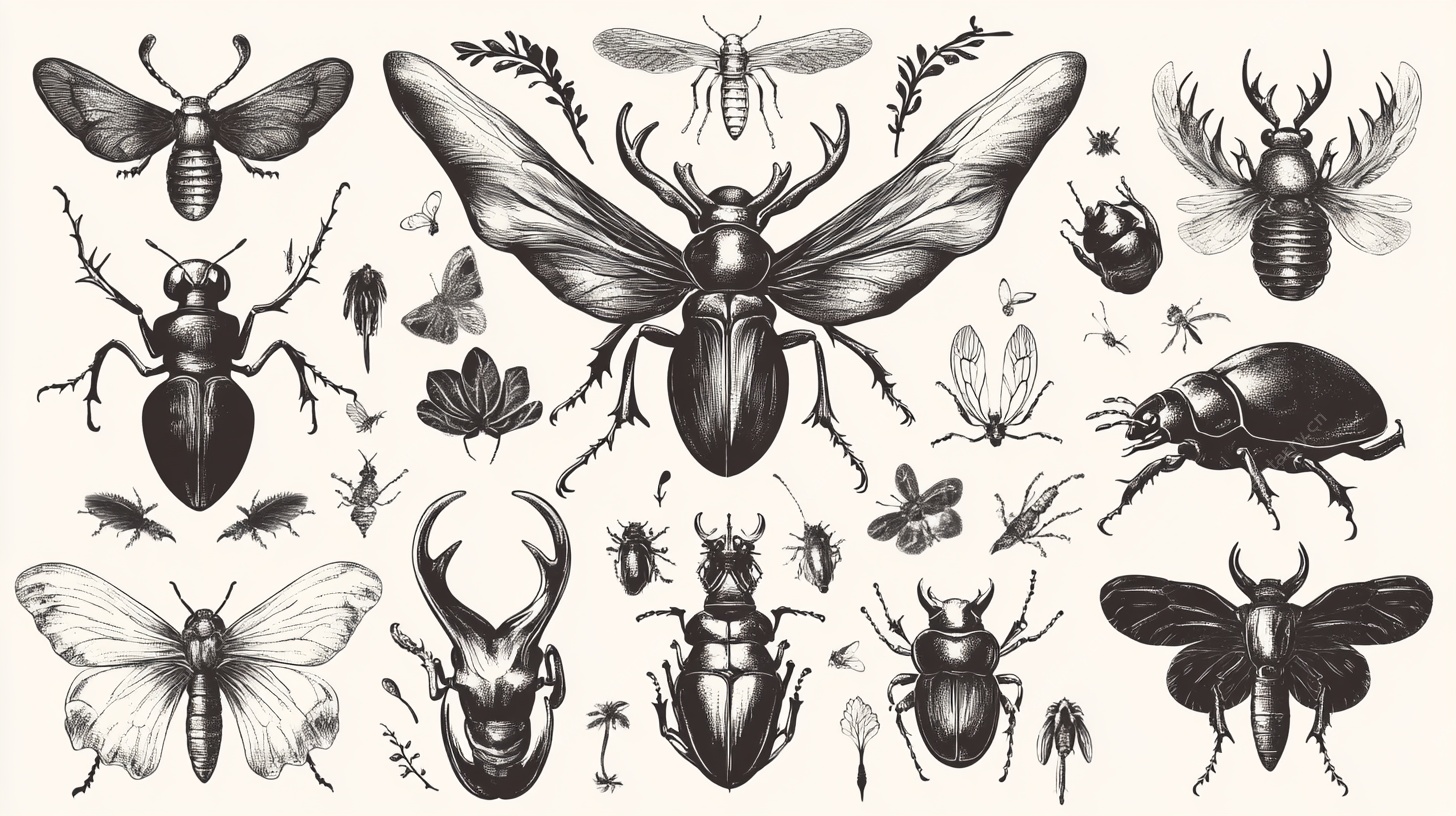 复古风昆虫插画集合