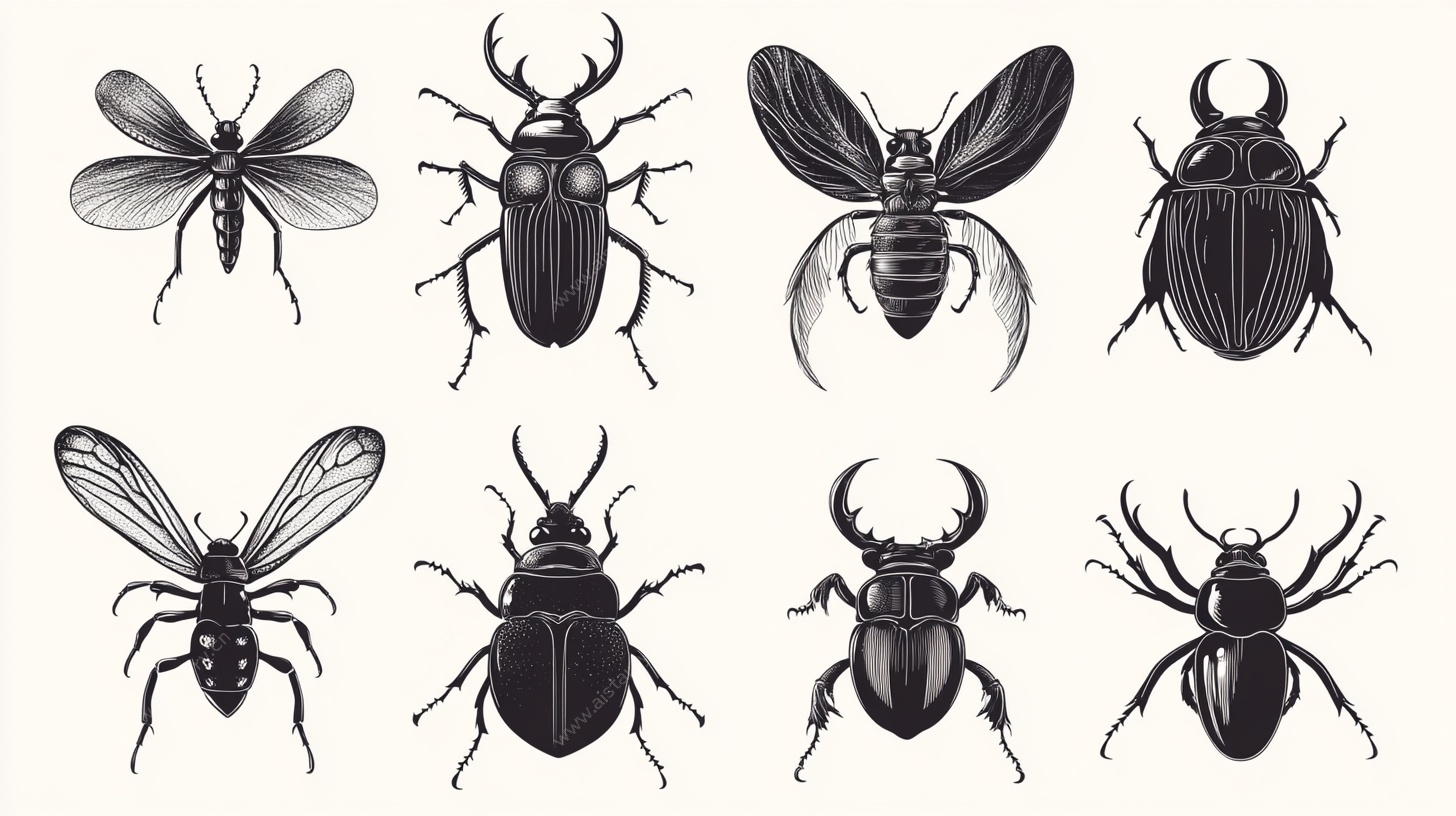 昆虫手绘插画集合