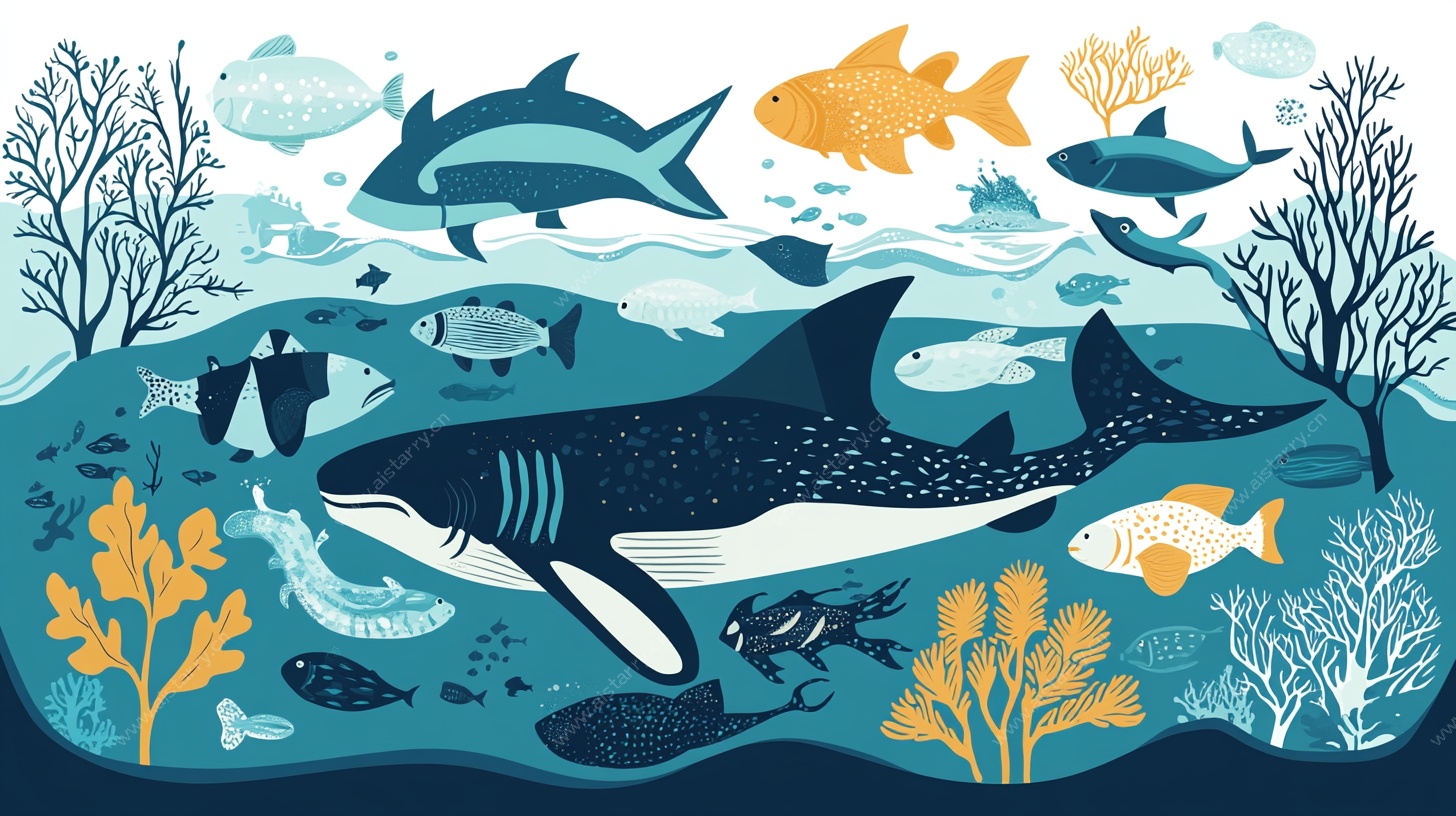 海洋动物的奇幻水下世界