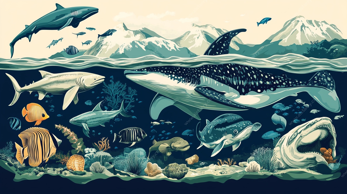 海洋生物的奇幻海底世界
