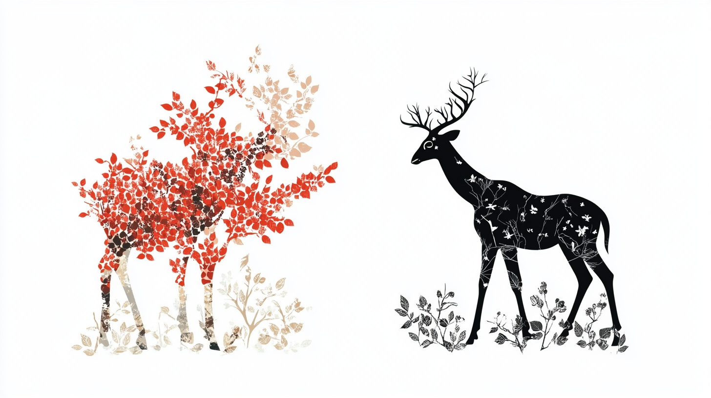 麋鹿与红树插画作品