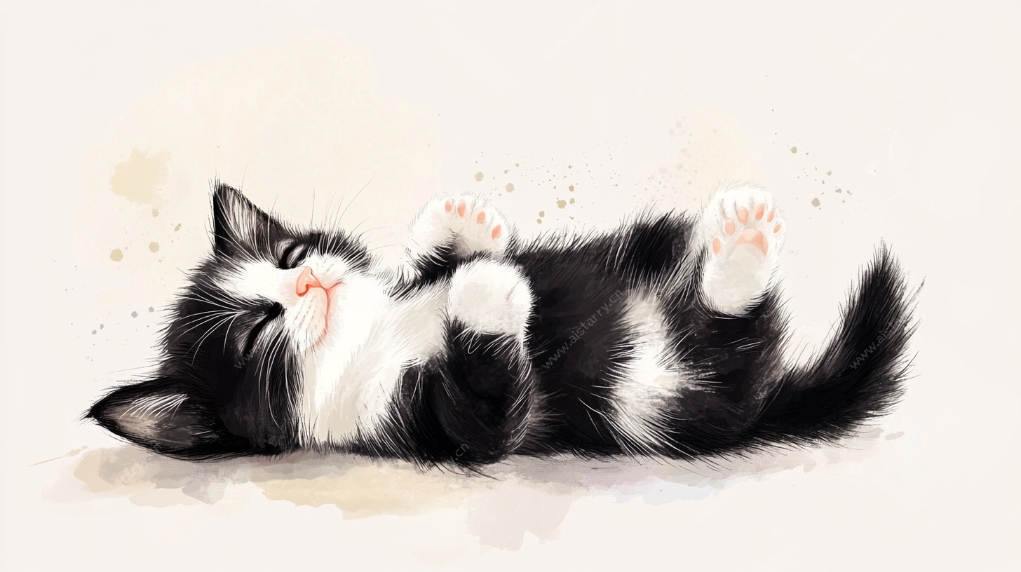 酣睡的黑白猫咪