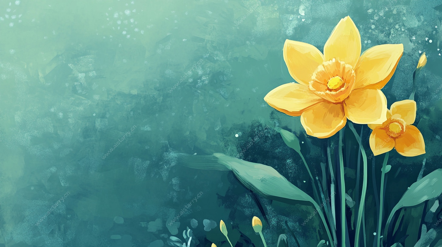 清新黄水仙插画背景图