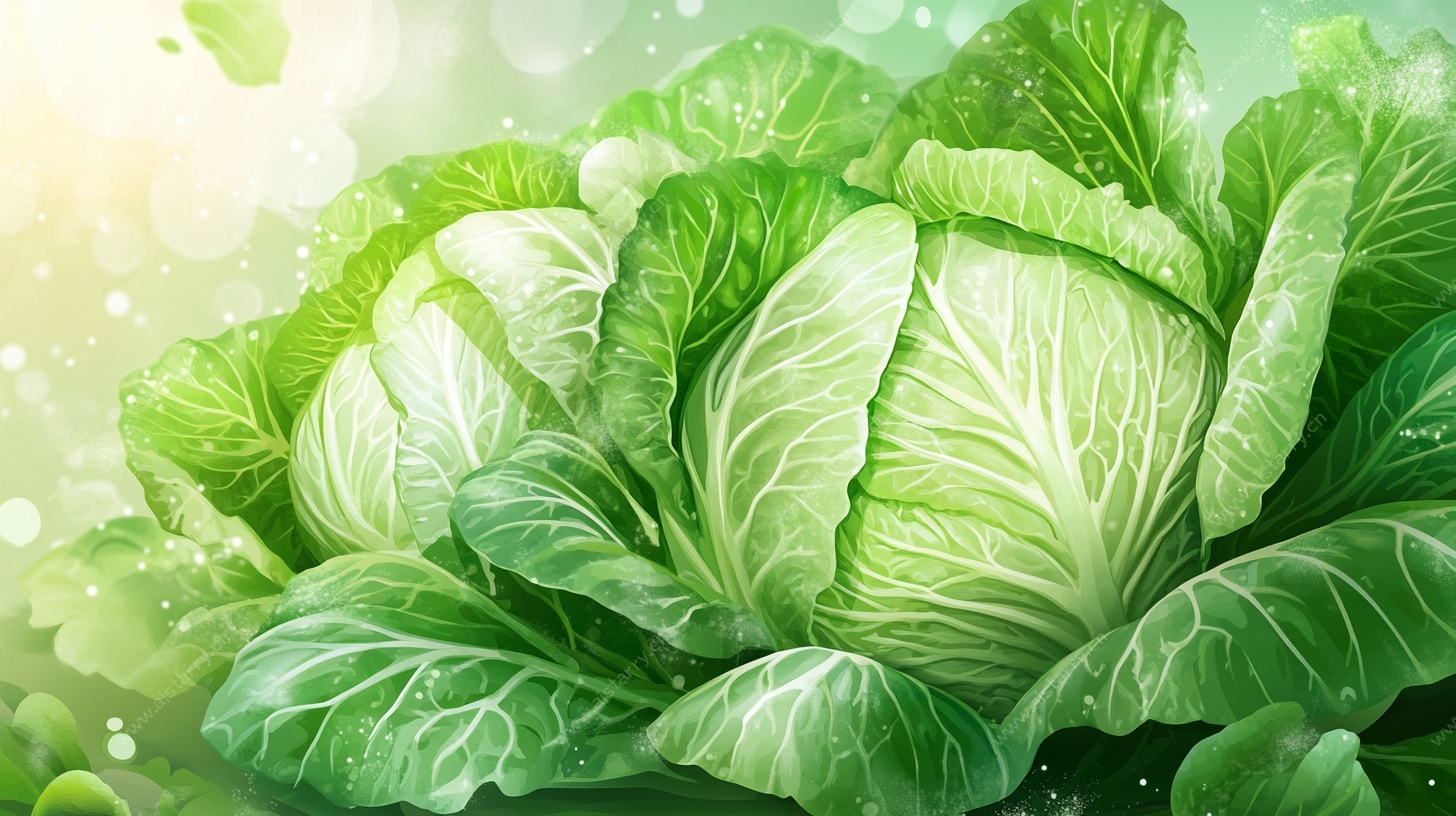 鲜嫩卷心菜插画
