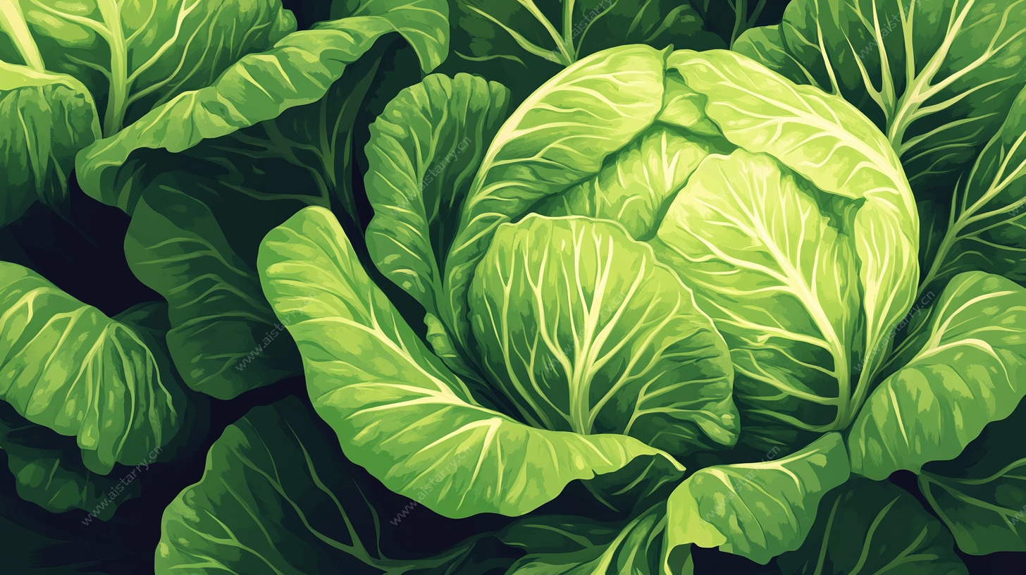 翠绿卷心菜插画