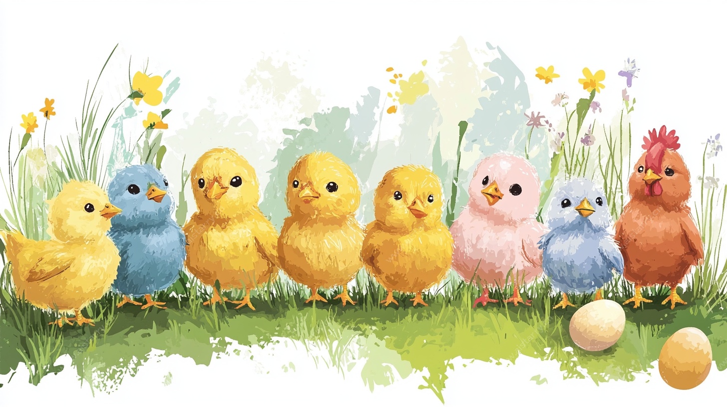 可爱小鸡的春日田园图景