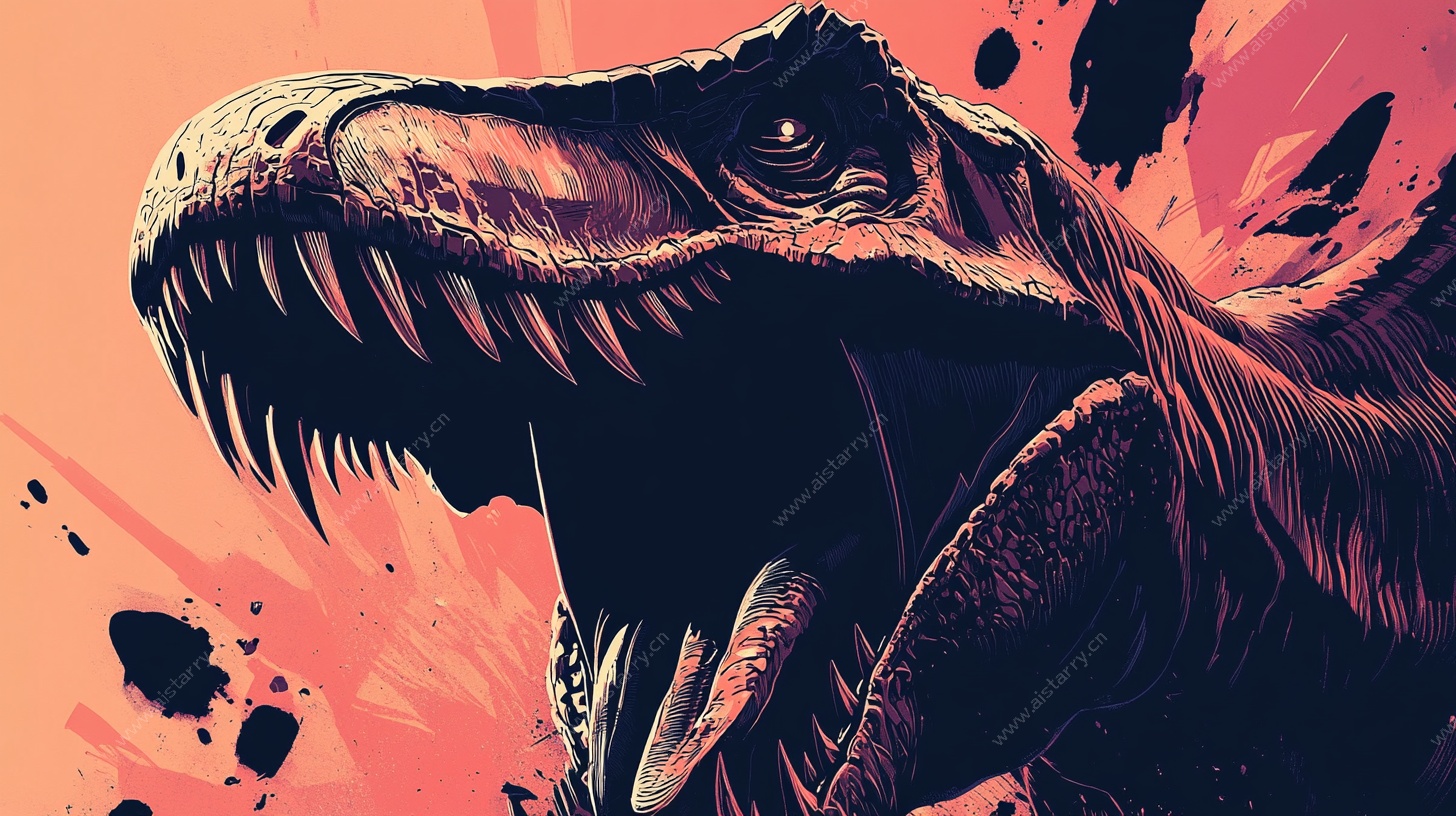 咆哮的史前霸王龙插画