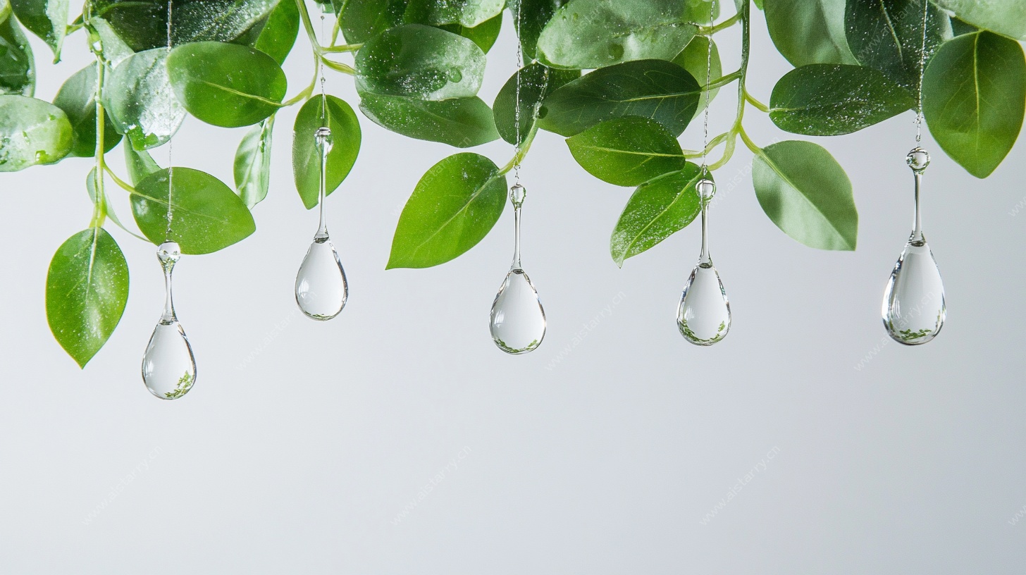 绿叶垂露清新景象