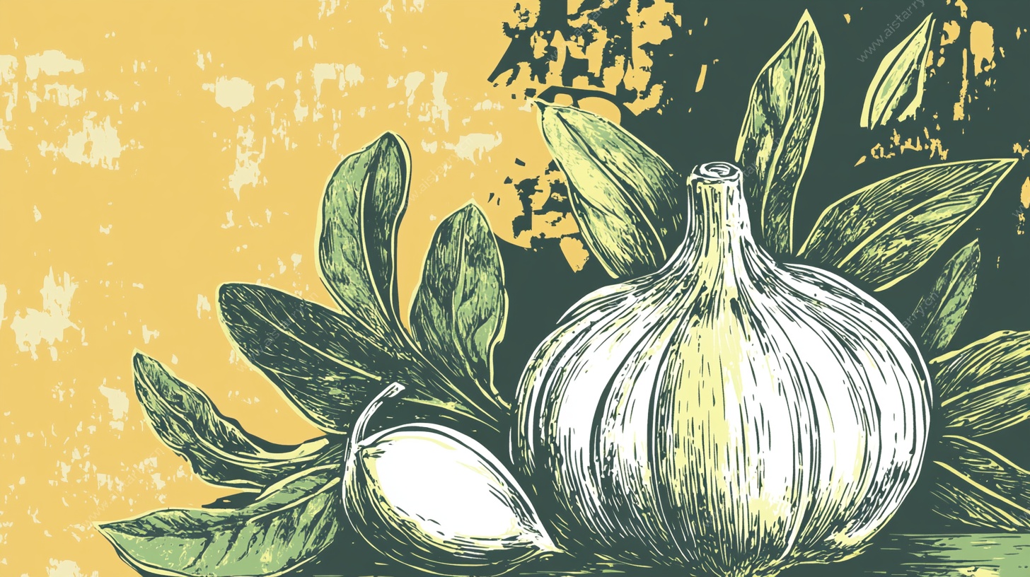 手绘大蒜插画