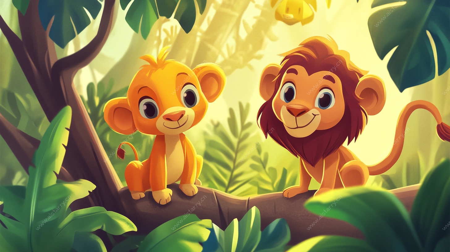 森林中的狮子母子