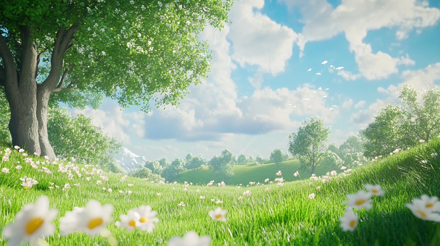 夏日草地梦幻风景图