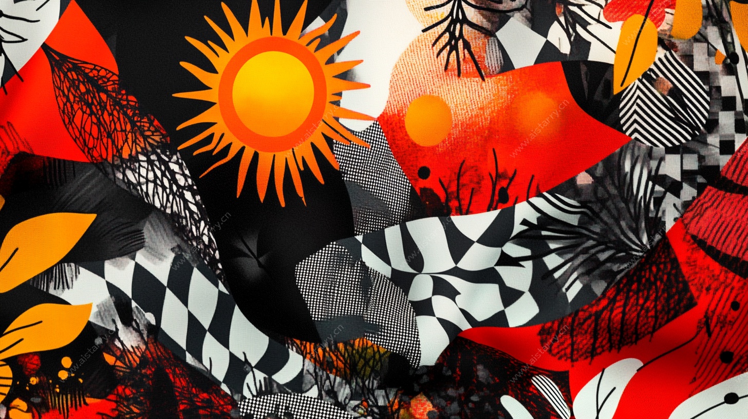 活力抽象太阳花叶图案