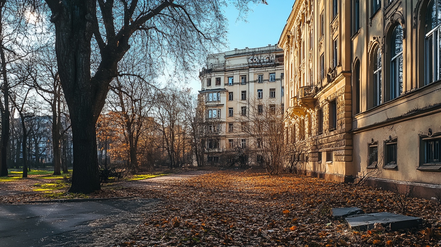 秋日校园的静谧景致