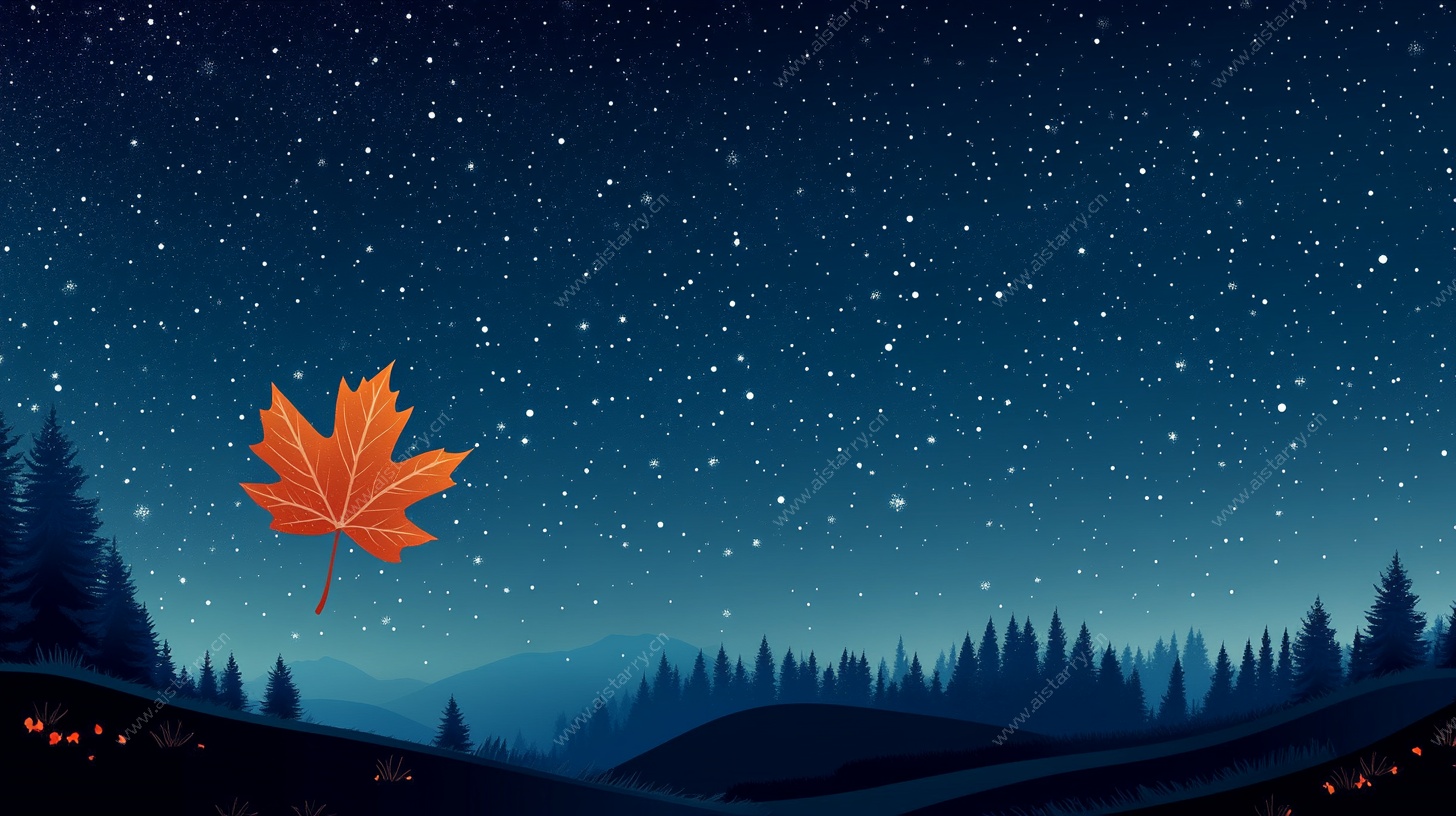 夜空中的枫叶梦幻图景
