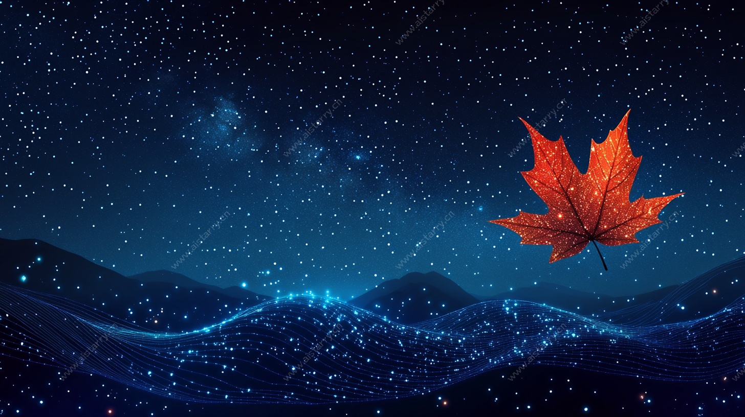 夜空中的飘零枫叶