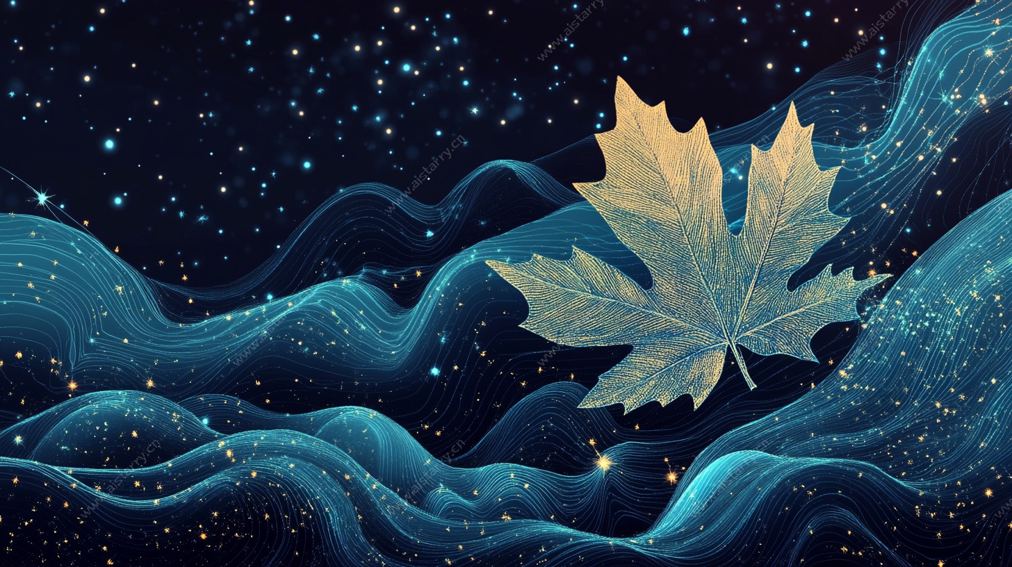 夜空中的金色枫叶