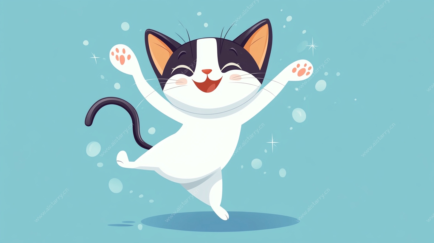 快乐跳跃的萌猫