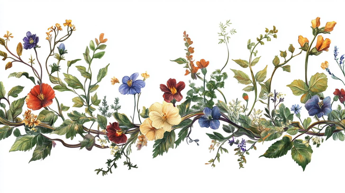 手绘花卉边框装饰图