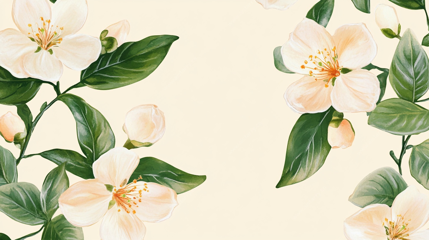 淡雅茉莉花插画背景图